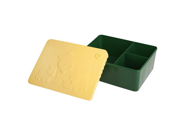 Blafre lunchbox beer lichtgeel donkergroen (3 vakken)