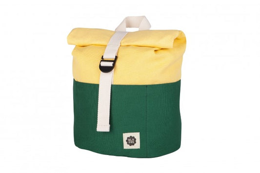 Blafre Roll-top rugzak 1-4 jaar donkergroen + geel
