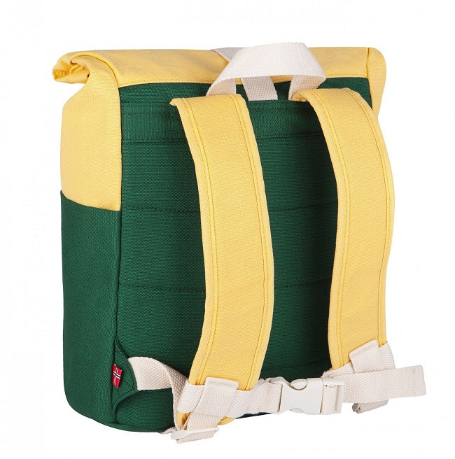 Blafre Roll-top rugzak 3-7 jaar donkergroen + geel