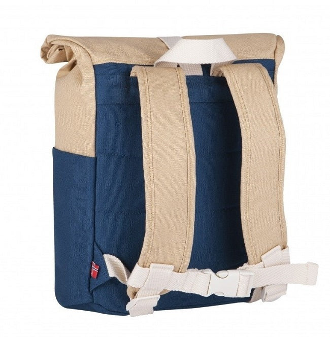 Blafre Roll-top rugzak 3-7 jaar blauw + beige