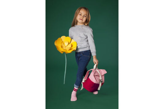 Blafre Roll - top rugzak 1 - 4 jaar donkergroen + geel – Little Wannahaves