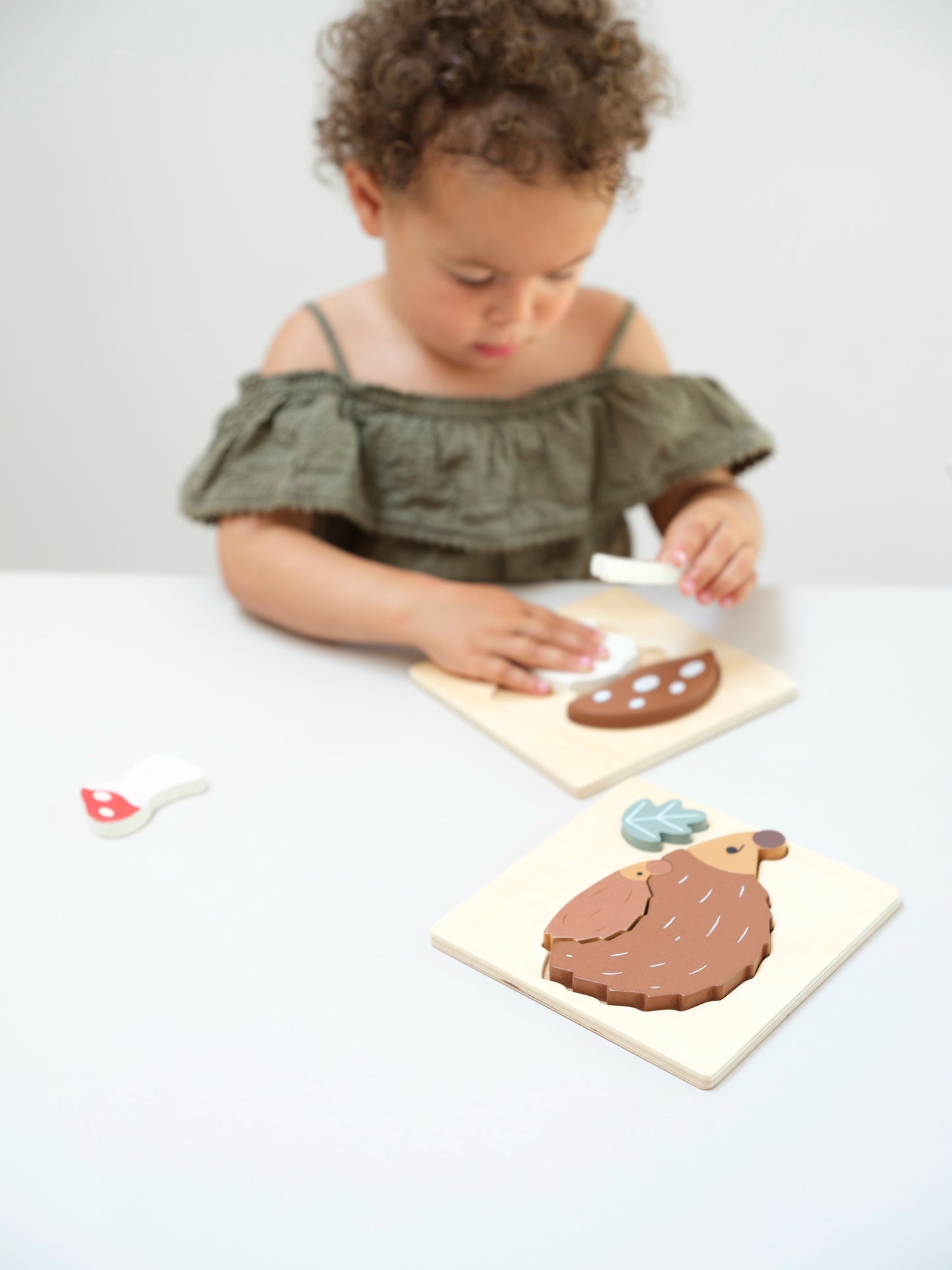 Fabelab Houten Puzzel Paddenstoel en Egel (2 stuks)