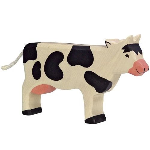 Holztiger Houten Koe staand zwart wit – Little Wannahaves