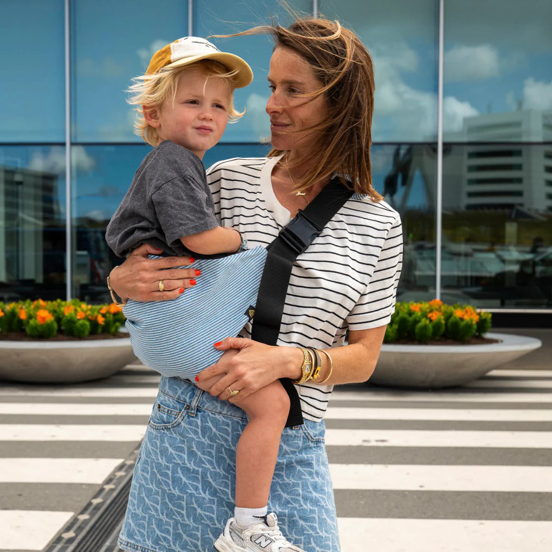 Wildride Carrier Peuterdraagzak Light Denim Stripes