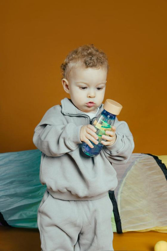 Petit Boum Sensorische Fles Spiraal Blauw