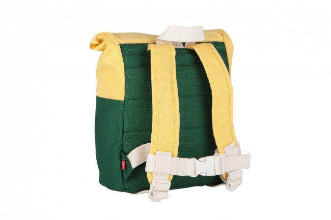 Blafre Roll-top rugzak 1-4 jaar donkergroen + geel