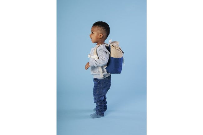 Blafre Roll-top rugzak 1-4 jaar blauw + beige
