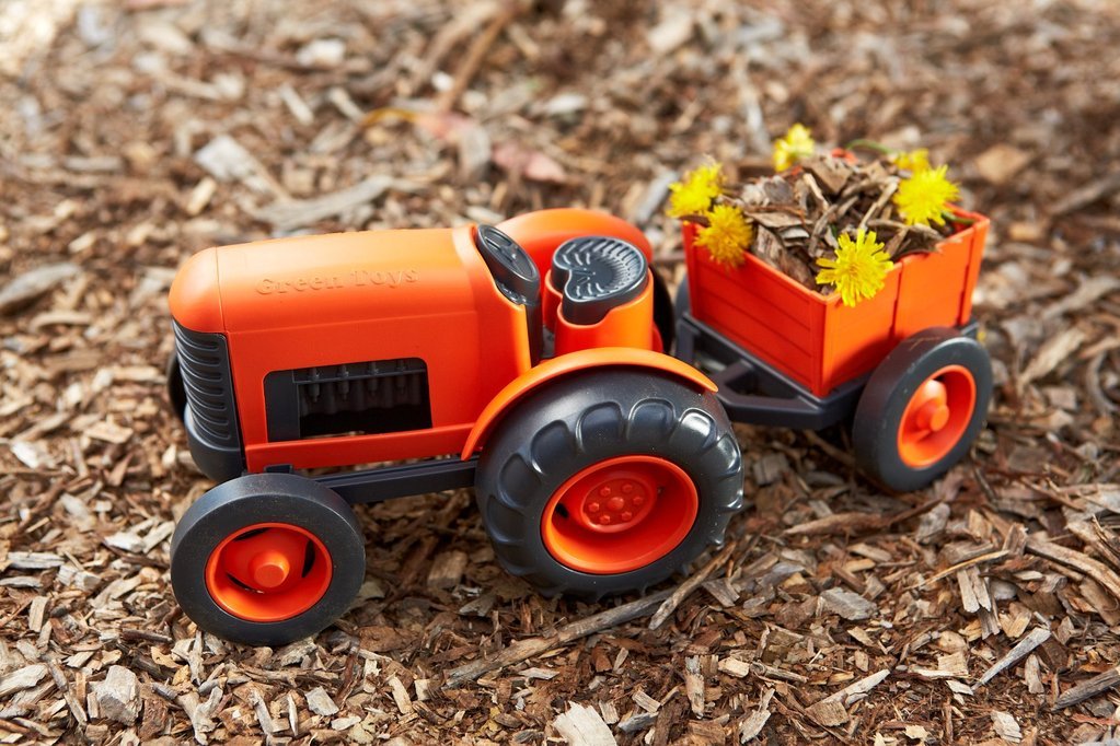 Green Toys Tractor Oranje – Little Wannahaves