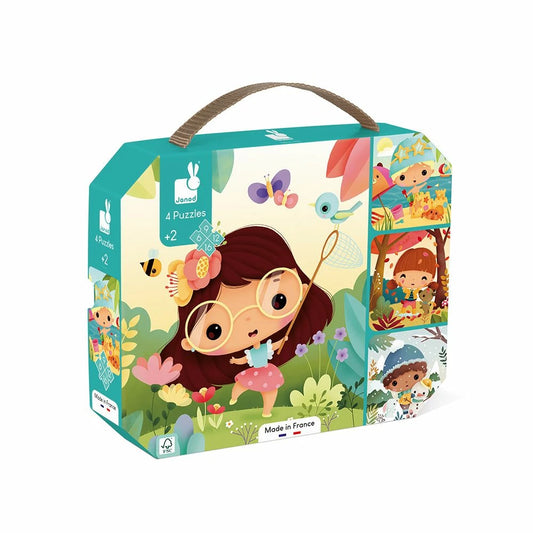 Janod Puzzel - Seizoenen (4 puzzels, 6-9-12-16 stukjes)