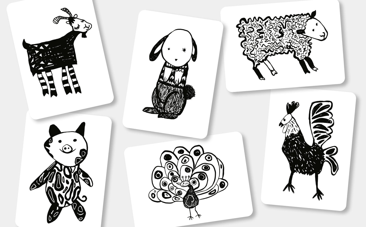 Mini Coco zwart-wit kijkkaarten Boerderij | baby flash cards