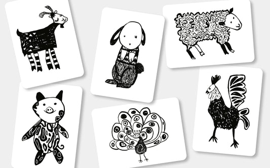 Mini Coco zwart-wit kijkkaarten Boerderij | baby flash cards